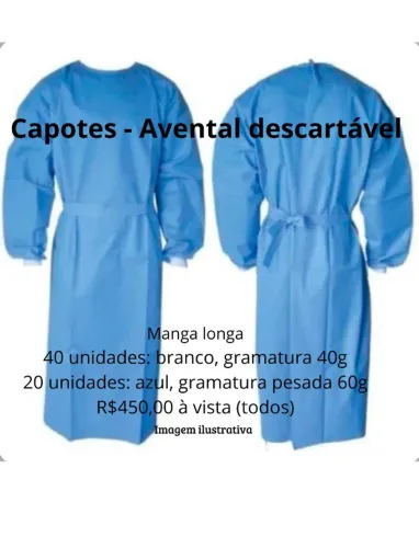Capotes (aventais descartáveis) manga longa