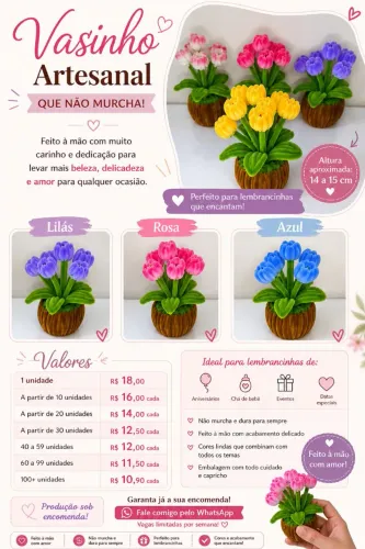 Lembrancinhas de aniversário artesanais - vasinho decorativo que não murcha
