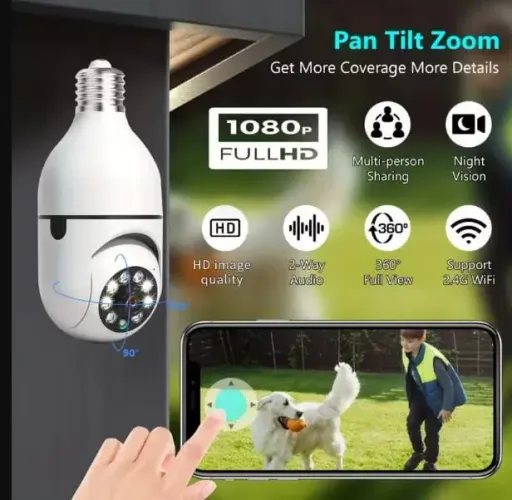 Câmera de segurança lâmpada Wifi FullHD