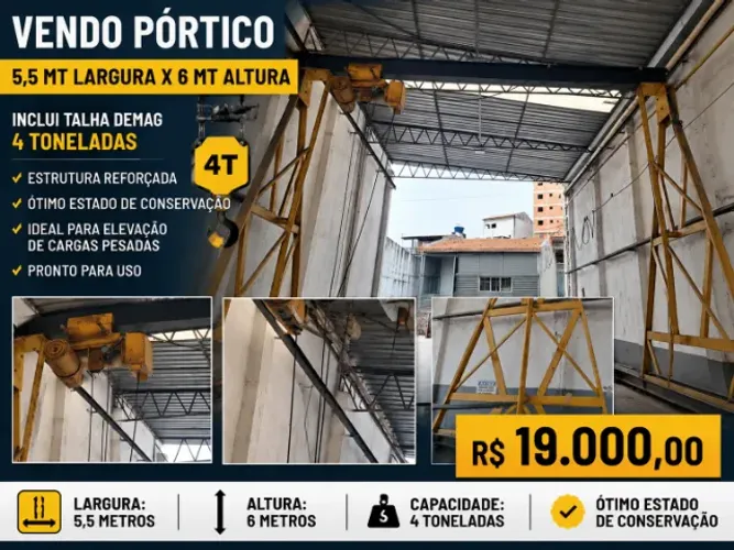 PORTICO COM TALHA ELÉTRICA DEMAG 4000 KGS