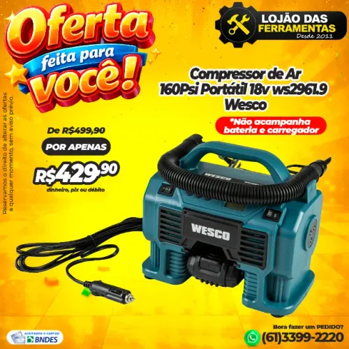 Compressor de Ar 160Psi Portátil 18v ws2961.9 Wesco