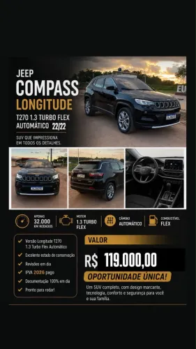 Jeep Compass Long. T270 1.3 TB 4X2 Flex AUT 2022