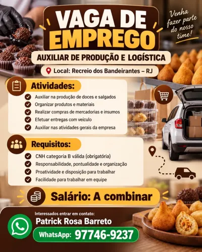 VAGA DE EMPREGO - RECREIO DOS BANDEIRANTES/RJ