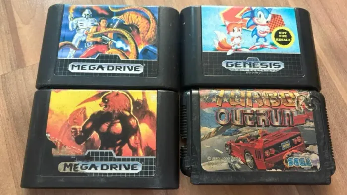 lote 4 jogos originais de mega drive sonic 2 altered beast turbo out run alien storm