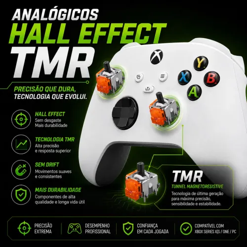 CONTROLE XBOX SERIES COM HALL EFFECT TMR ( NOVO LACRADO)