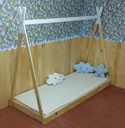 Cama Infantil Montessoriana Chalé em Madeira Maciça LEIA COM ATENÇÃO