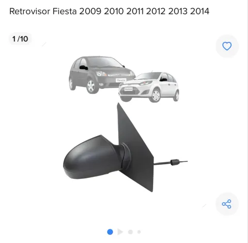 Retrovisor lado motorista NOVO Ford Fiesta 2009 a 2014