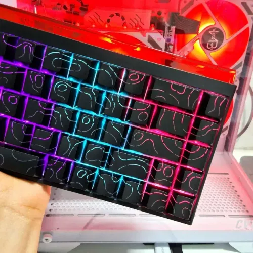 Teclado Mecânico Ajazz NK68 RGB Hot-Swap Switch Red Compacto