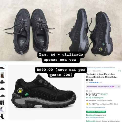 Bota cano baixo tamanho 44
