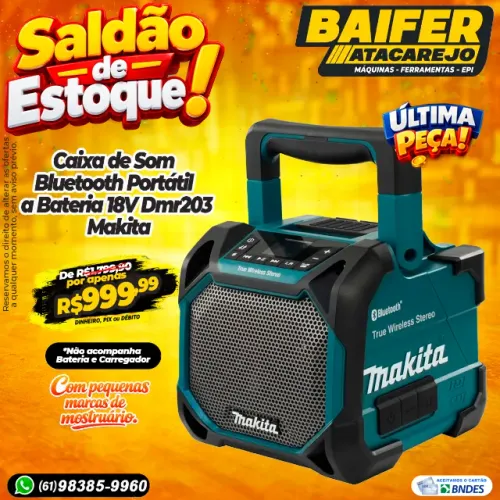 Caixa de Som Bluetooth Portátil a Bateria Dmr203 Makita
