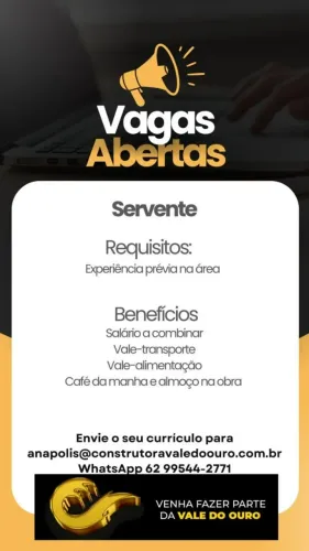 Vga Pedreiro e Servente de Obras