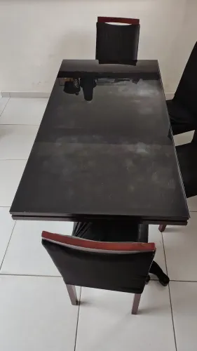 Mesa retangular 6 cadeiras com vidro