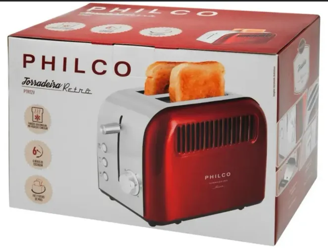 Torradeira Philco Retrô PTR02V 6 Níveis de Tostagem 2 Fatias