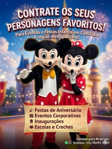 Personagem vivo Mickey e Minnie 