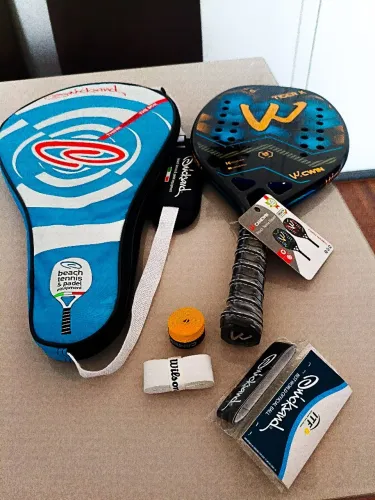 Kit Novo Beach Tennis - Camewin Tiger Carbono 3K azul