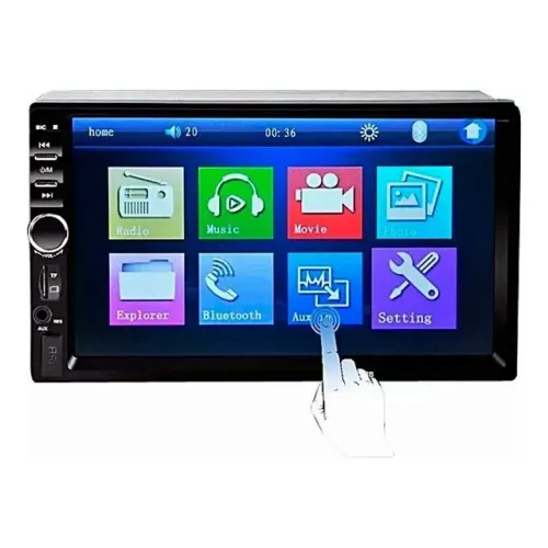 Central Multimídia 2 Din 7" Touch Screen com Bluetooth e Espelhamento do Celular