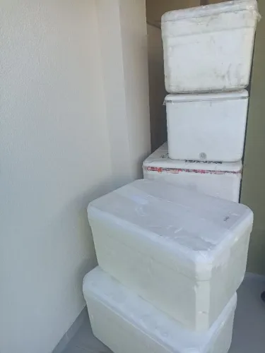 Doação de 5 caixas de isopor de 60l
