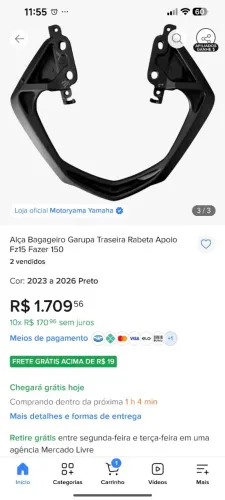 Vendo alça bagageiro, Fz 15 2025