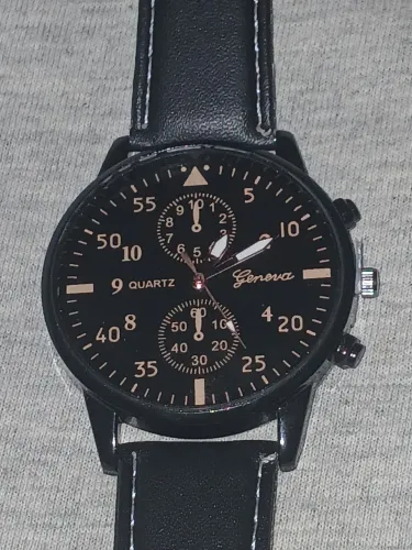Relógio Masculino Geneva Quartz Preto - Novo / Sem Uso<br>
