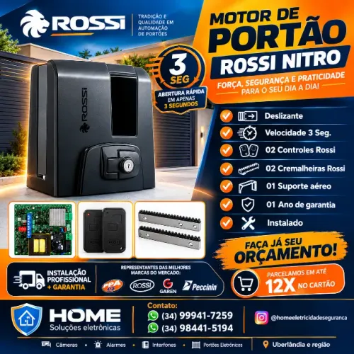 Motor de Portão- Dz Rossi Nitro Rápido 3 Segundos