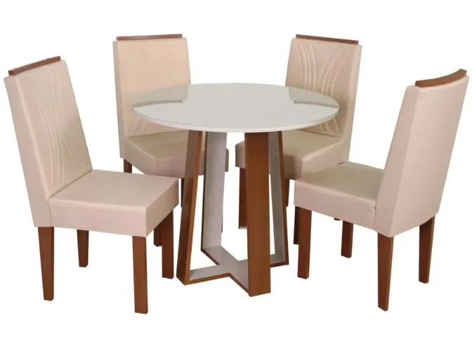 Mesa de Jantar Redonda com 4 Cadeiras