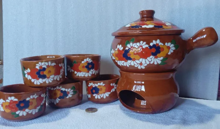 Aparelho de fondue em cerâmica
