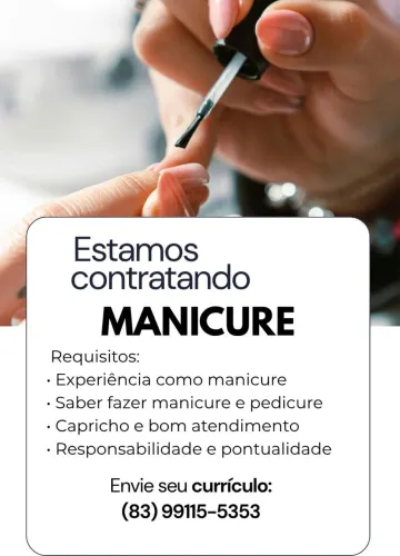 Estamos contratando manicures e Nails designer