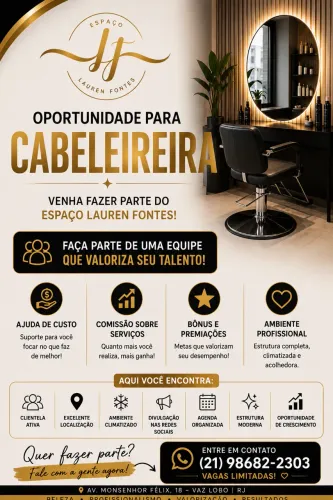 ? VAGA PARA PROFISSIONAIS DA BELEZA - ESPAÇO LAUREN FONTES