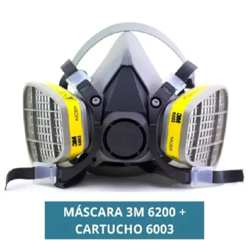 Máscara Respirador 3M 6200 / Com Filtro Cartucho Químico 6003
