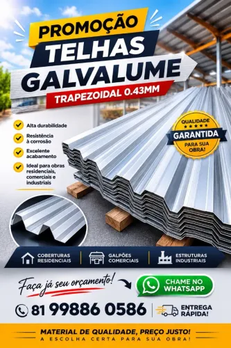 Telhas Galvalume Trapezoidal 0.43mm