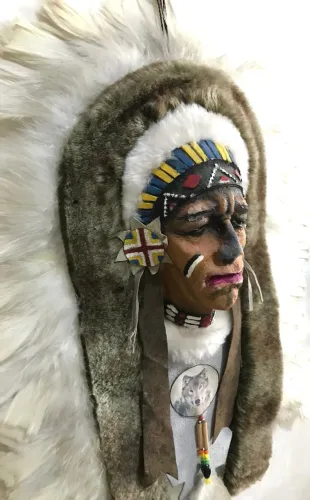 Máscara Indígena - escultura artesanal - índio norte-americano