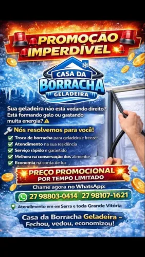 Trocamos a borracha da sua geladeira ou freezer na sua residência.