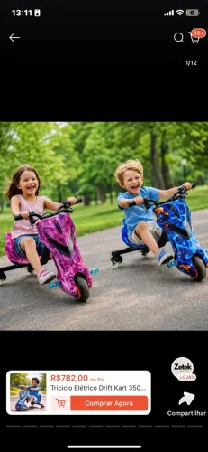 ? Triciclo Elétrico Drift Kart Infantil