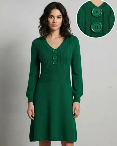 Vestido Italiano de Tricô Verde
