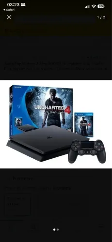 Ps4 Slim 1 TB 1 controle + caixa + jogo uncharted 4