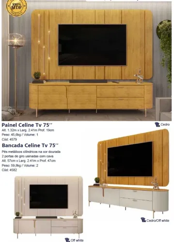 Rack com painel Celine MDF 2,41m - Promoção 