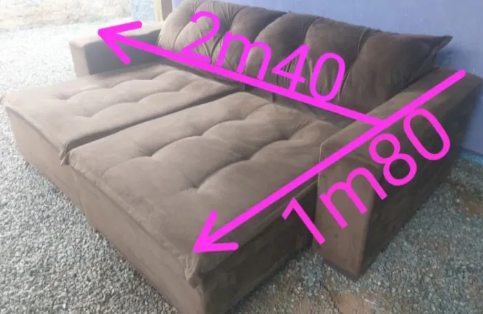 Sofa alto padrão retrátil e reclinavel em tecido suede aveludado cor marrom top