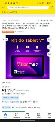 Vendo tablet positivo usado mas está bom