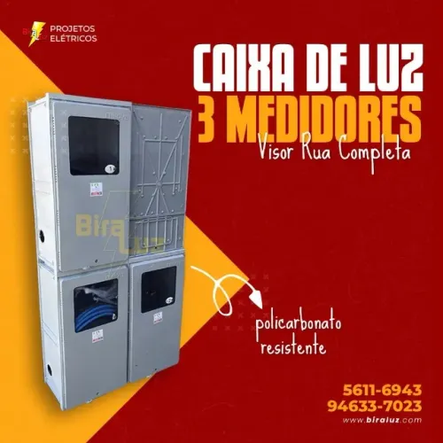 caixa de luz para 3 relogios padrao enel visor rua