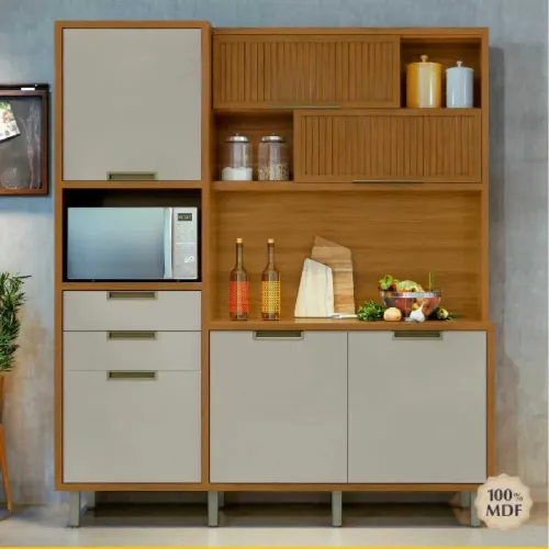 Armário de Cozinha Nesher Loft MDF Freijó Off White