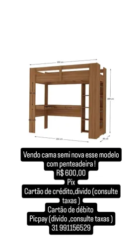 Cama suspensa com penteadeira