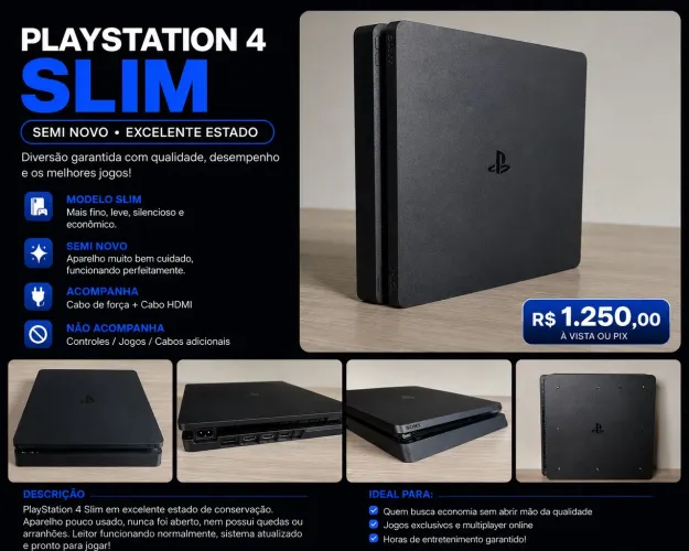 Ps4 Slim 1 Tb Semi-Novo