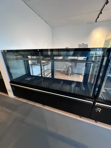 Balcão de açougue 2M gancheira ar forçado aquecimento no vidro - refrimate