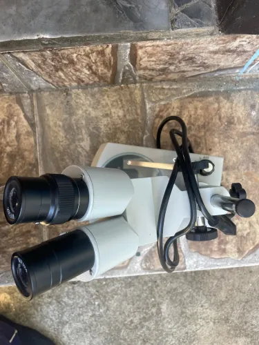 Este é um estereomicroscópio binocular