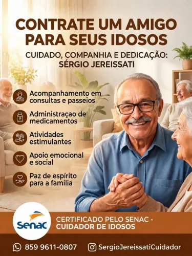Cuidador de Idosos. Amigo de Aluguel para seus Idosos.
