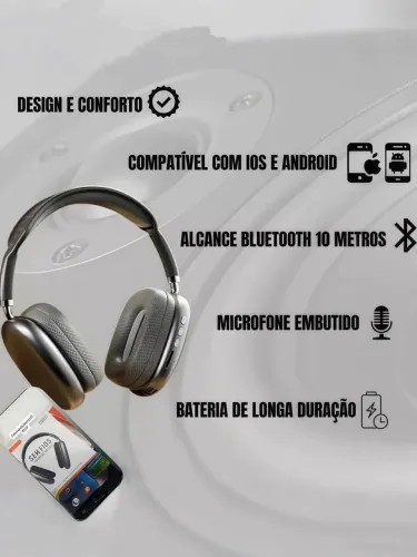 Fone Bluetooth Sem Fio - Bateria Longa