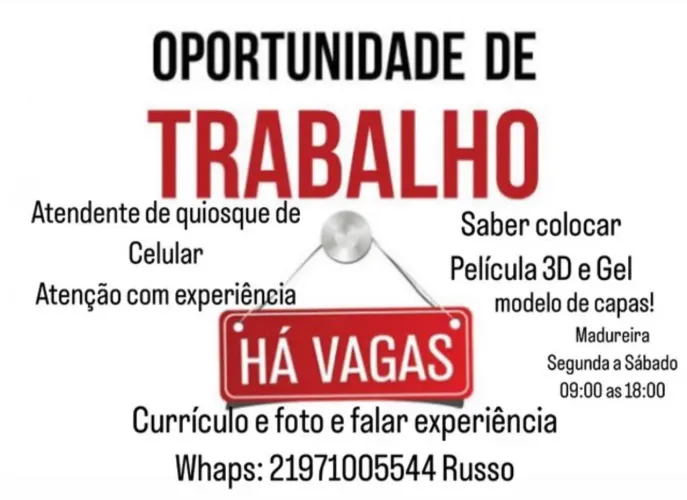 Emprego para atendente