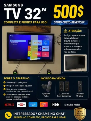 Televisão SAMSUNG completa 32 polegadas