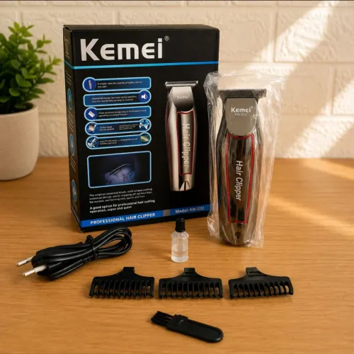 Máquina de Acabamento Kemei KM-032 Lâminas em Titânio Bivolt Sem Fio
