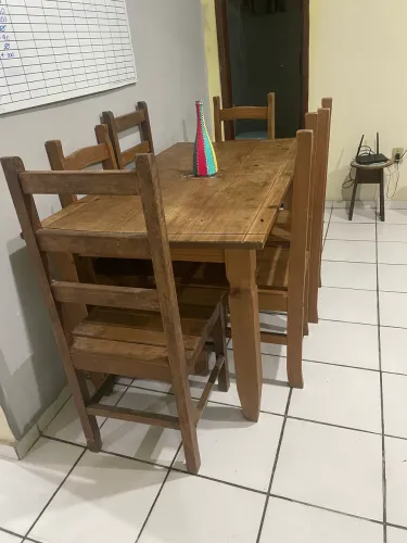 Mesa de jantar com 6 cadeiras Madeira maciça
